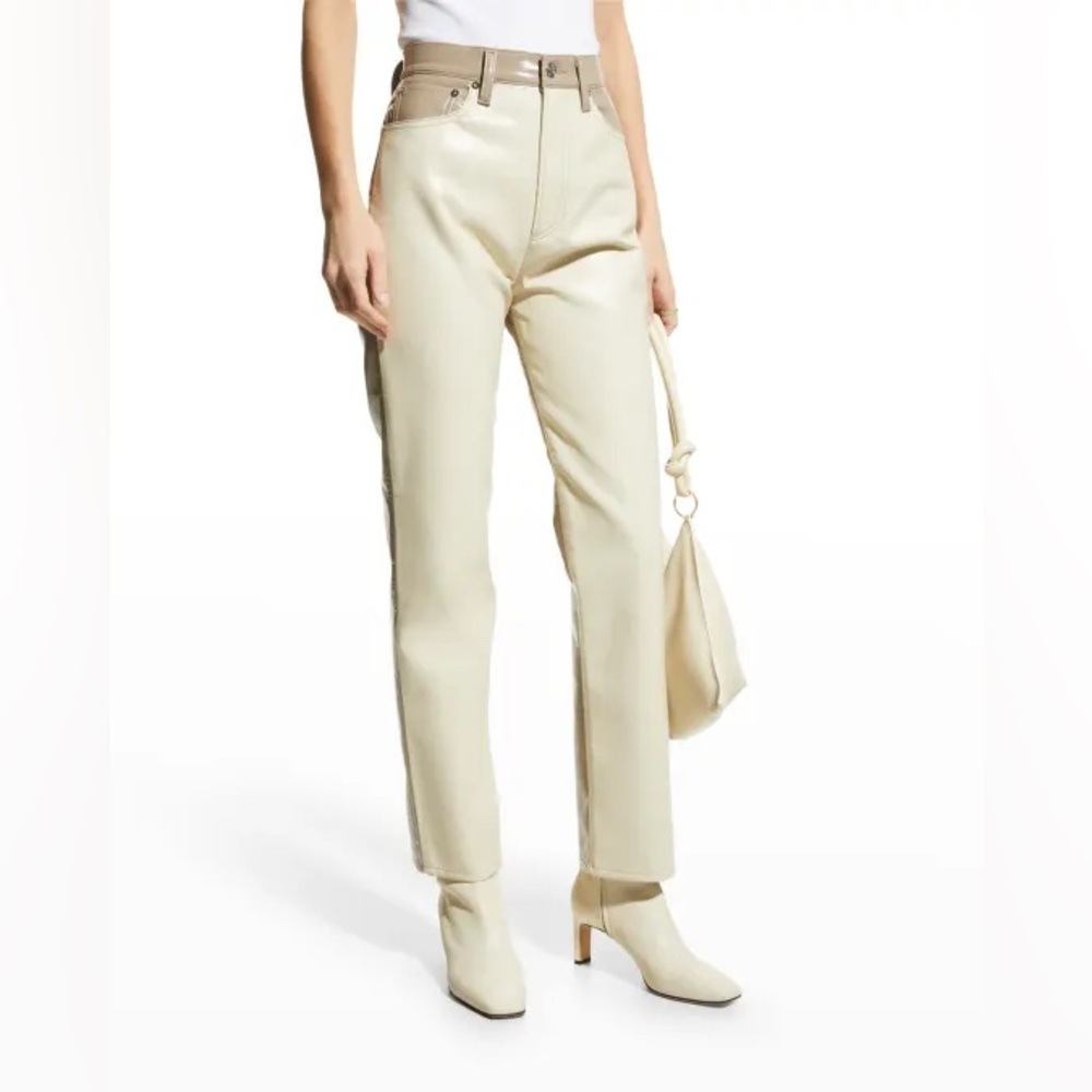 Agolde Cream and Beige Recycled Leather Pants
